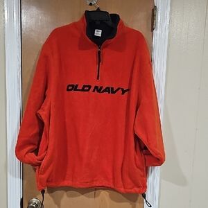Old Navy Men's Vibrant Orange Fleece Zip-Up Sweater